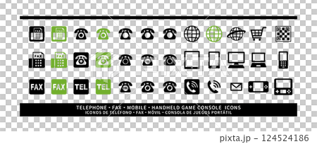 電話、傳真和手提遊戲機的圖示集 124524186