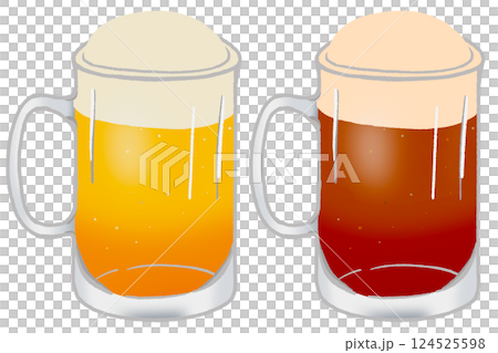 2種のビールジョッキ 2種のビールジョッキ 124525598