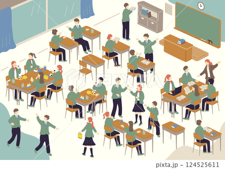 学校生活を楽しむ生徒たち 124525611
