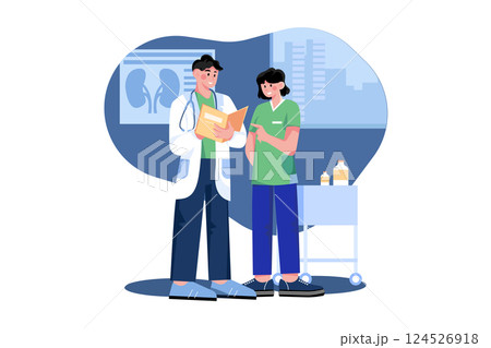 Nurses Discussing With Doctor Illustration concept on white background 124526918