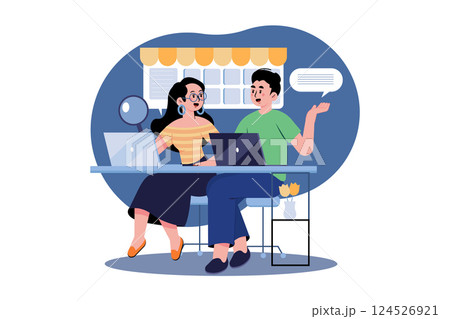 Two People Are Researching The Market Two People Are Researching The Market 124526921