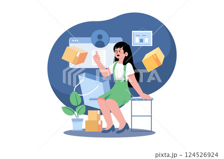 Customer With Shopping Cart Buying Digital Service Online 124526924