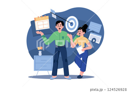 Business Team Working On Marketing Goals Business Team Working On Marketing Goals 124526928