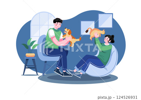 Couple in love with animal 124526931