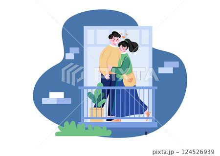 Romantic couple on the balcony 124526939