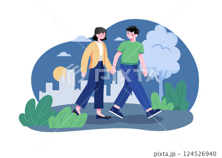 Romantic Couple walking holding hands 124526940