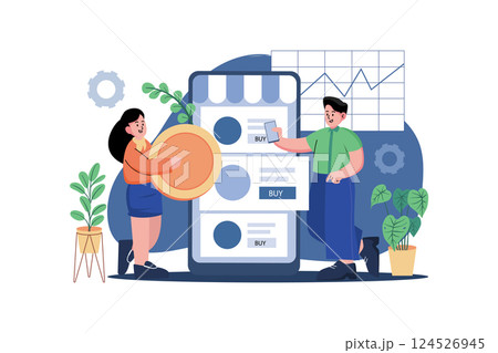 Cryptocurrency exchange Illustration concept on white background 124526945