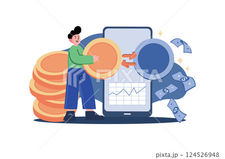 Convert bitcoin to dollar Illustration concept on white background 124526948