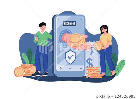 Cryptocurrency Exchange Illustration concept on white background Cryptocurrency Exchange Illustration concept on white background 124526993