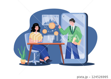 Crypto Trading Course Illustration concept on white background 124526995