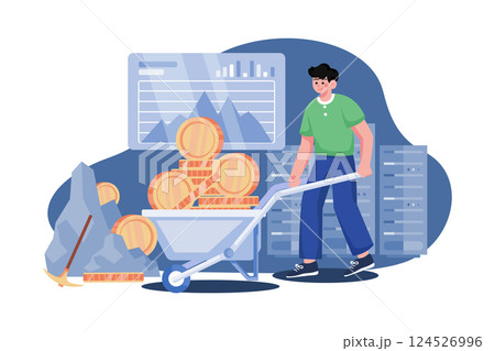 Crypto Mining System Illustration concept on white background 124526996