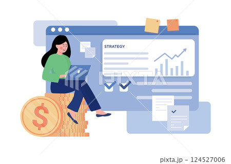 Financial Strategy Illustration concept. A flat illustration isolated on white background 124527006