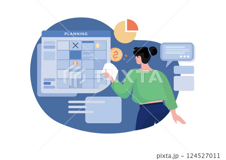 Finance Planning Illustration concept. A flat illustration isolated on white background 124527011