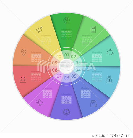 Infographic 10 options design elements for your business data. Vector Illustration. 124527159