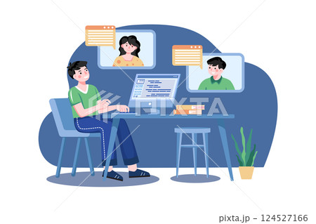 Business team doing virtual meeting 124527166