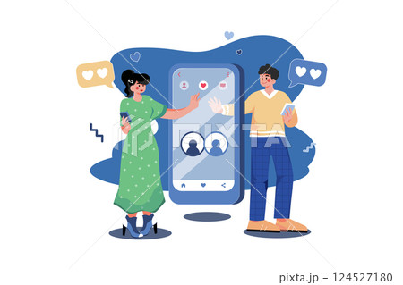 Couple found a match through an online dating app 124527180