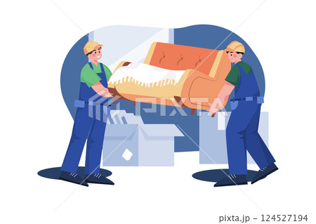Construction workers arranging interior Construction workers arranging interior 124527194