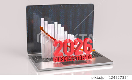 The Red business trend 2026 and chart on notebook for Business concept 3d Rendering. The Red business trend 2026 and chart on notebook for Business concept 3d Rendering. 124527334
