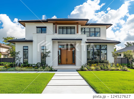 住宅イメージ　モダンな戸建て住宅 124527627