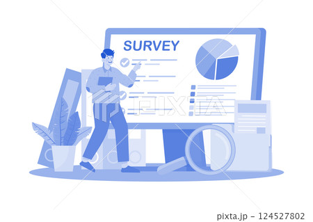Researchers collect data via online surveys. 124527802
