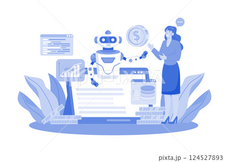 AI predicts market trends and optimizes investments. AI predicts market trends and optimizes investments. 124527893