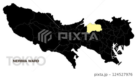 東京都練馬区の位置地図 区の境界線有り_02 124527976