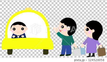 Men and women catching a taxi 124528058