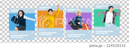 Various people jumping out of SNS screens - Cutout transparent background PNG 124528132