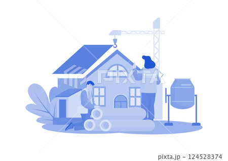 A family hikes in the mountains in the morning. A family hikes in the mountains in the morning. 124528374