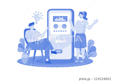 Training specialist provides product training to customers. Training specialist provides product training to customers. 124528601