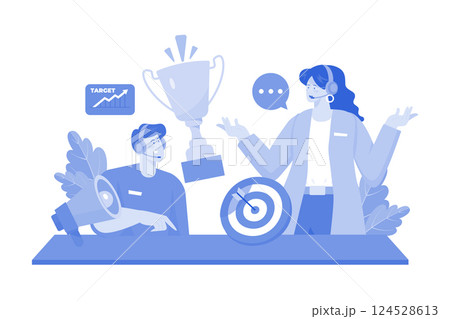 Customer success manager guides customers to achieve goals. 124528613