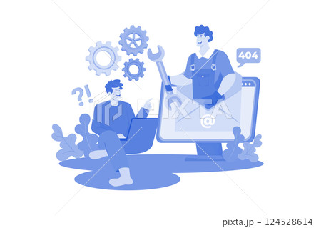 Help desk analyst provides technical assistance to customers. 124528614