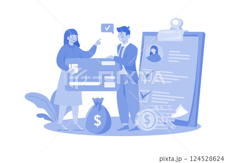 Loan officer assists clients with loan applications. Loan officer assists clients with loan applications. 124528624