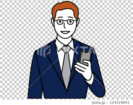 一名穿著西裝的男子正在用智慧型手機通話 124529041