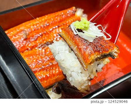 日本の伝統料理　夏のスタミナ料理うな重 124529046