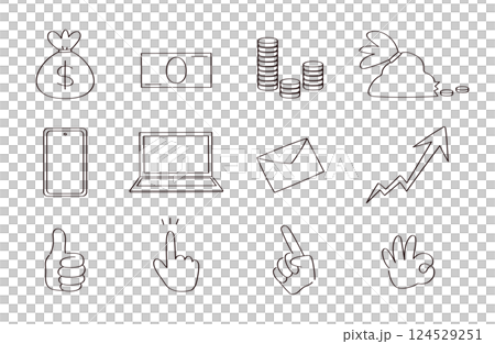 Hand drawn illustration material set 124529251