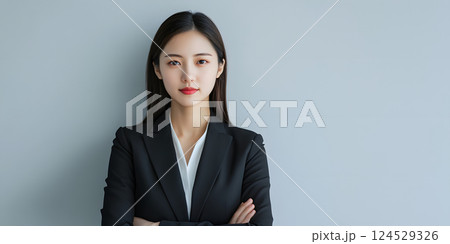 自信に満ちた若いアジア人女性のビジネスポートレート 124529326