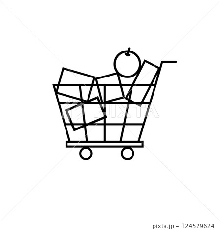 荷物の載ったショッピングカートのシンプルなイラスト 荷物の載ったショッピングカートのシンプルなイラスト 124529624