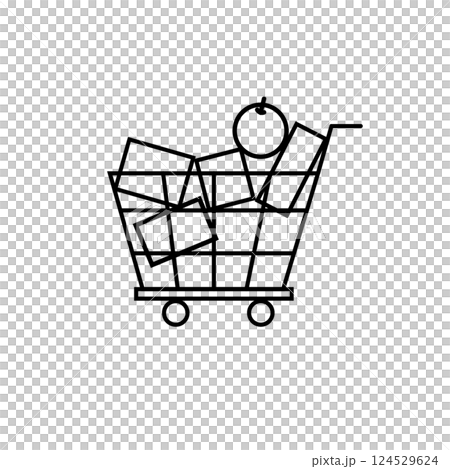 裝載著行李的購物車的簡單圖示 裝載著行李的購物車的簡單圖示 124529624