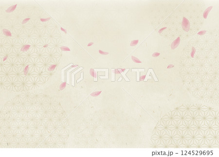 春の桜が舞う日本伝統の和紙 124529695