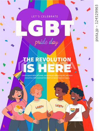 Celebrating LGBT Pride Day with Joyful Colors, vector illustration Celebrating LGBT Pride Day with Joyful Colors, vector illustration 124529963