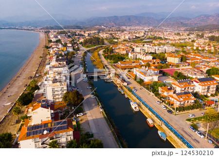 Flying over the city Fethiye. 124530210
