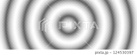 Halftone circle background. Black and white dotted circular gradient. Radial comic target texture. Fading dot epicenter wallpaper concept. Vector grunge rough round pop art rasterized backdrop Halftone circle background. Black and white dotted circular gradient. Radial comic target texture. Fading dot epicenter wallpaper concept. Vector grunge rough round pop art rasterized backdrop 124530397