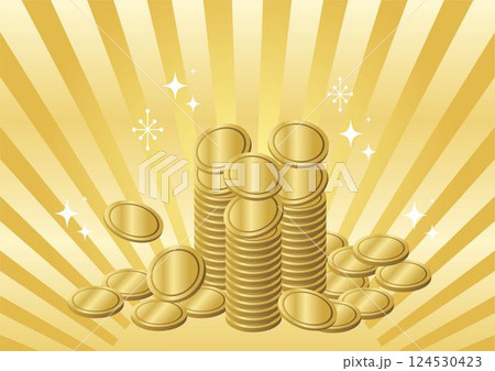 マネー　お金　経済　金融　ビジネス　ポイント　コイン　ポイ活　フレーム　背景　イラスト素材 124530423