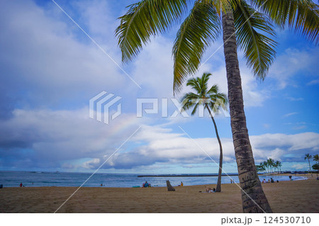 ハワイ 青空に出た虹 ハワイ 青空に出た虹 124530710