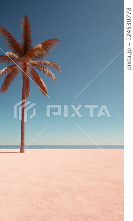 lone palm tree stands on serene desert oasis under clear blue sky lone palm tree stands on serene desert oasis under clear blue sky 124530778
