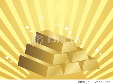 金の延べ棒　ゴールドバー　ゴールド　マネー　金融　ビジネス　フレーム　背景　壁紙　イラスト素材 124530862