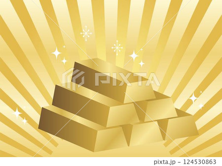 金の延べ棒　ゴールドバー　ゴールド　マネー　金融　ビジネス　フレーム　背景　壁紙　イラスト素材 124530863