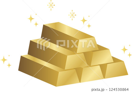 金の延べ棒　ゴールドバー　ゴールド　マネー　金融　ビジネス　フレーム　背景　壁紙　イラスト素材 124530864