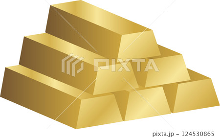 金の延べ棒　ゴールドバー　ゴールド　マネー　金融　ビジネス　背景　壁紙　イラスト素材 124530865